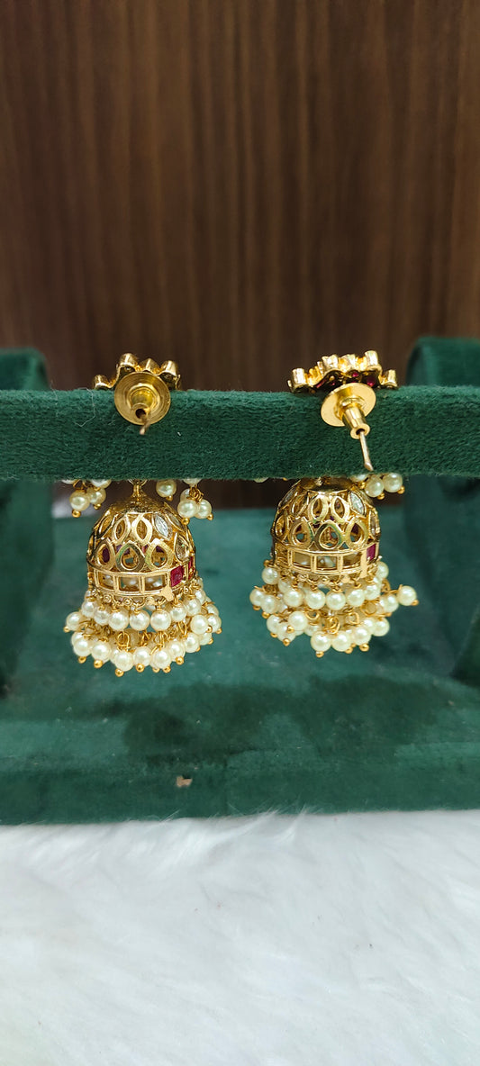 Premium Ruby white big pearl jumkas