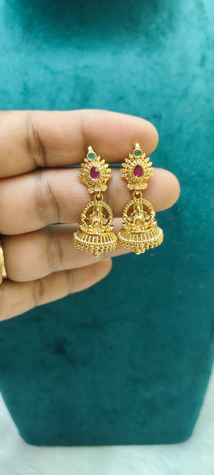 Premium gold look beautiful Lakshmi Devi jumkas