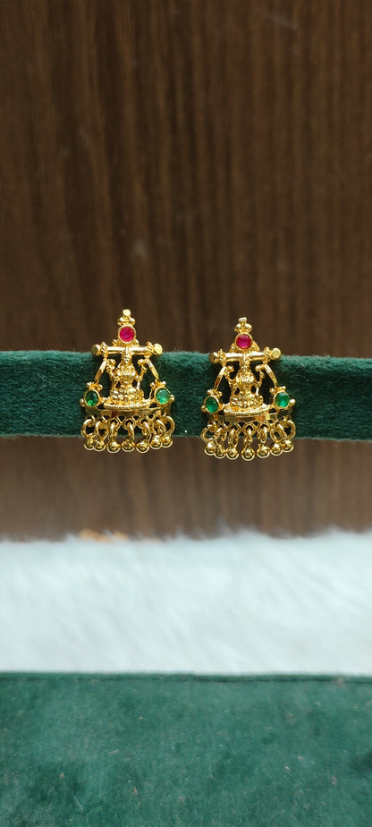 Premium micro gold plated daily wear Lakshmi Devi studs