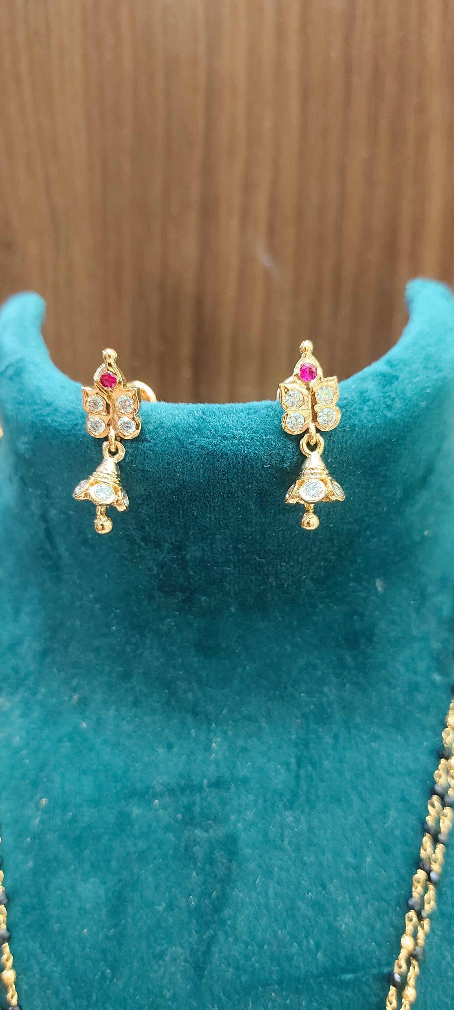 Premium micro gold plated daily wear 5 set combo (26" length thali chain,vanki ring, 4bangles, panchaloham earrings,18" length black beads)