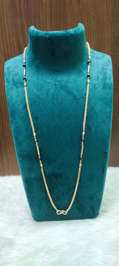 Pure panchaloham unpolished 24 " length black beads thali chain