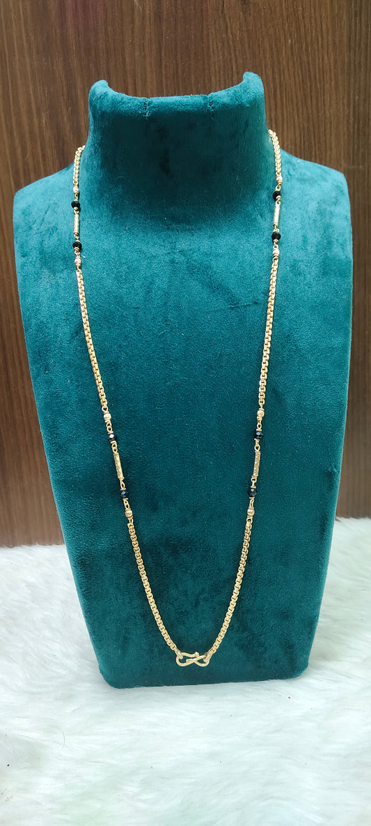Pure panchaloham unpolished 24 " length black beads thali chain