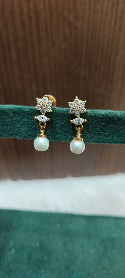 Pure panchaloham daimond look pearl studs