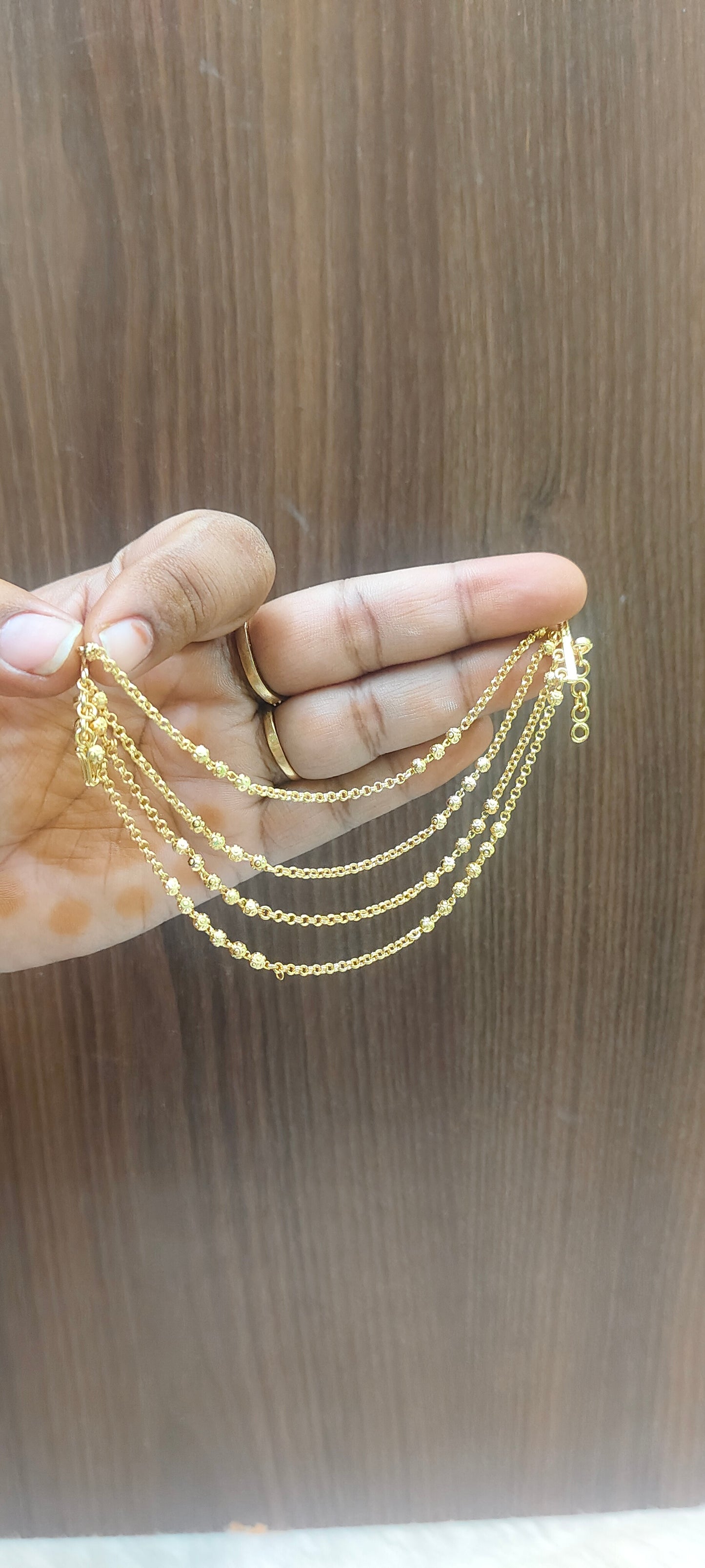 100% real gold look 4 line earchains