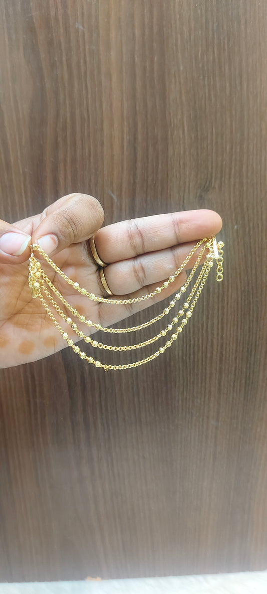 100% real gold look 4 line earchains