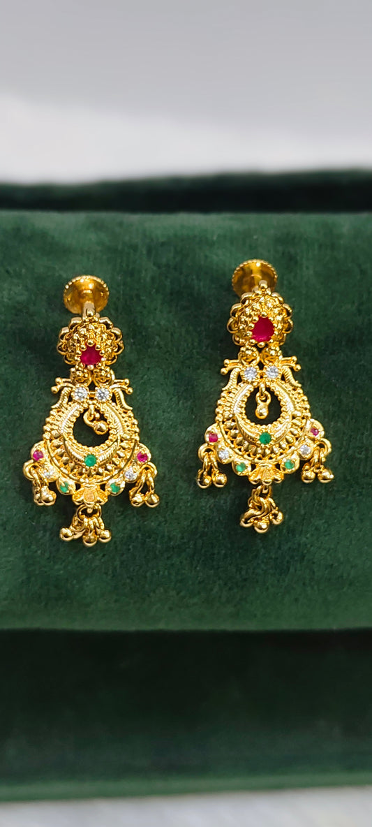 Gold look chand Bali earrings