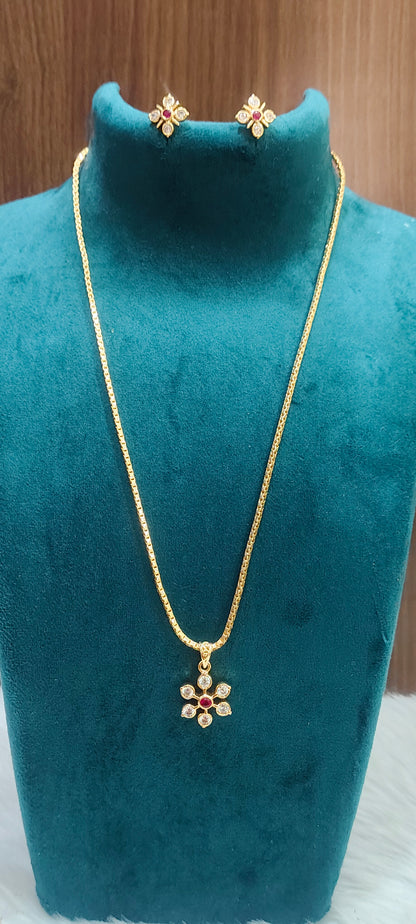 Pure panchaloham daimond look pendant chain with panchaloham studs (chain not panchaloham)