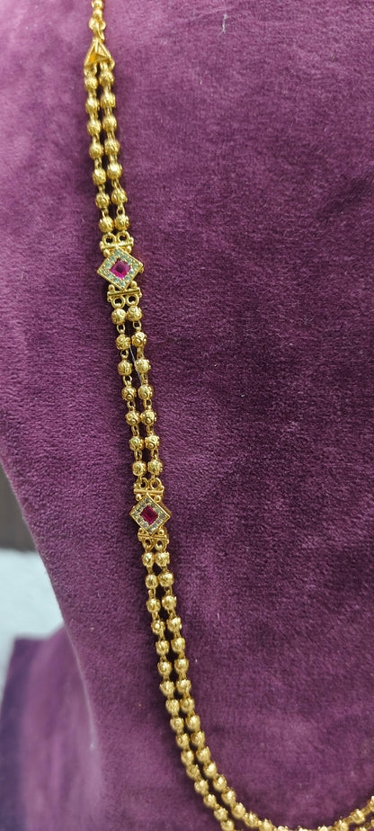 Simple nakshi 2 line dd ball chain with 26" length