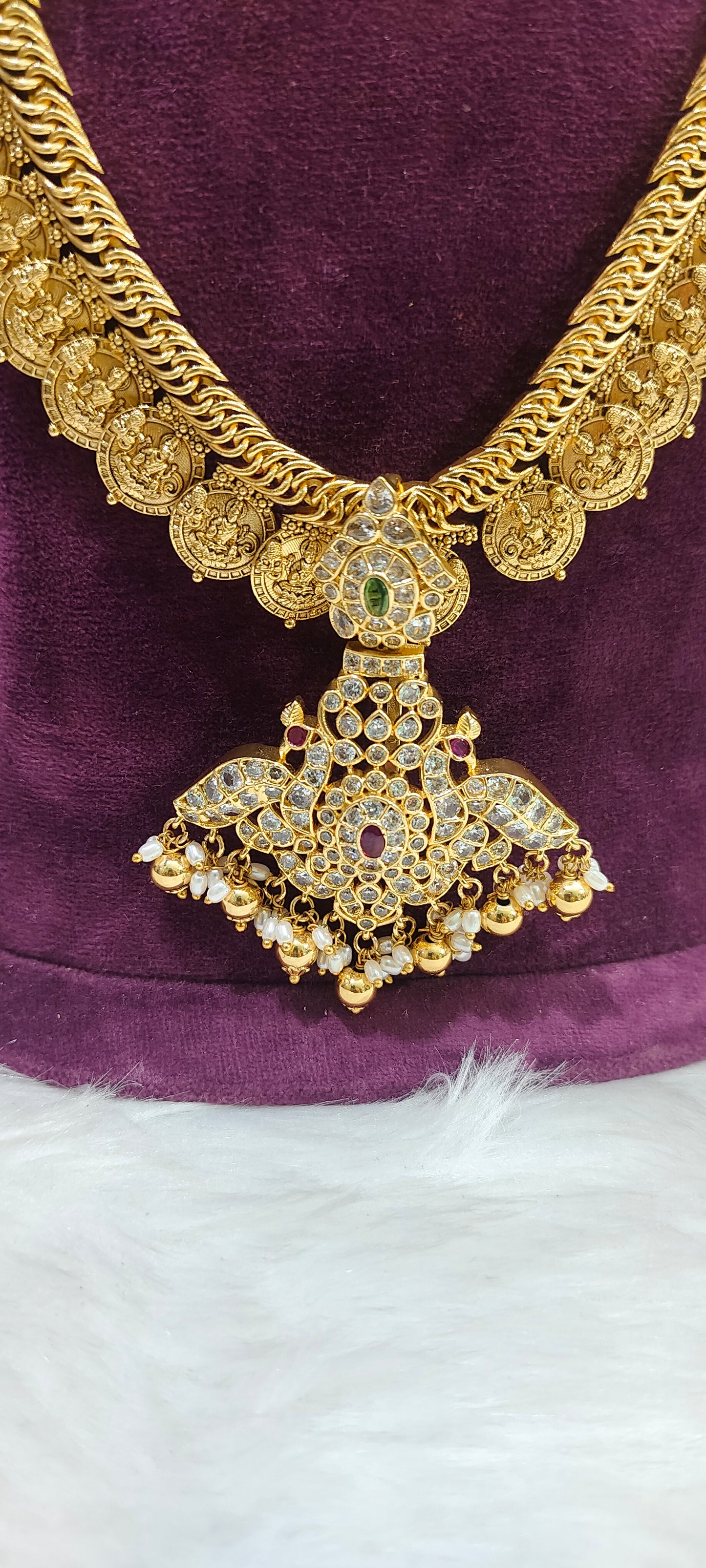 High premium nakshi 4 in 1 long haram set with detachable pendant