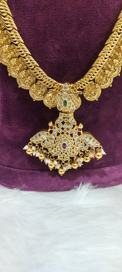 High premium nakshi 4 in 1 long haram set with detachable pendant