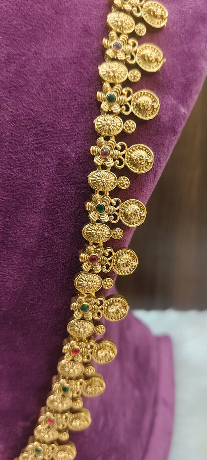 Budjet friendly kasu long haram cum vaddanam with flowe design