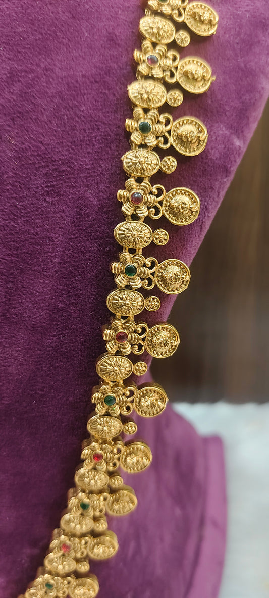 Budjet friendly kasu long haram cum vaddanam with flowe design