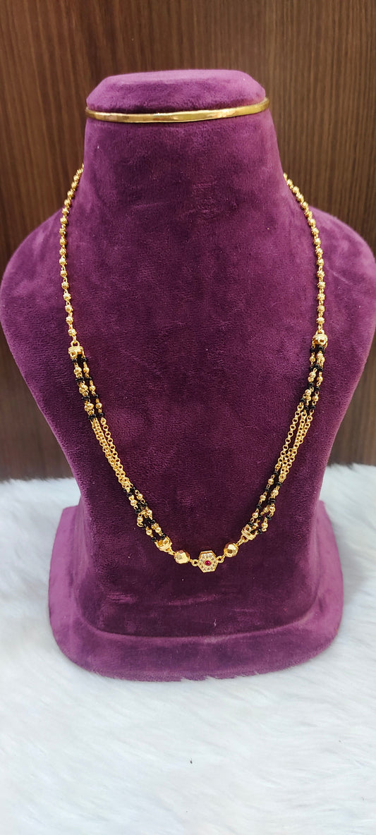 Premium micro gold plated 18" length unique style black beads