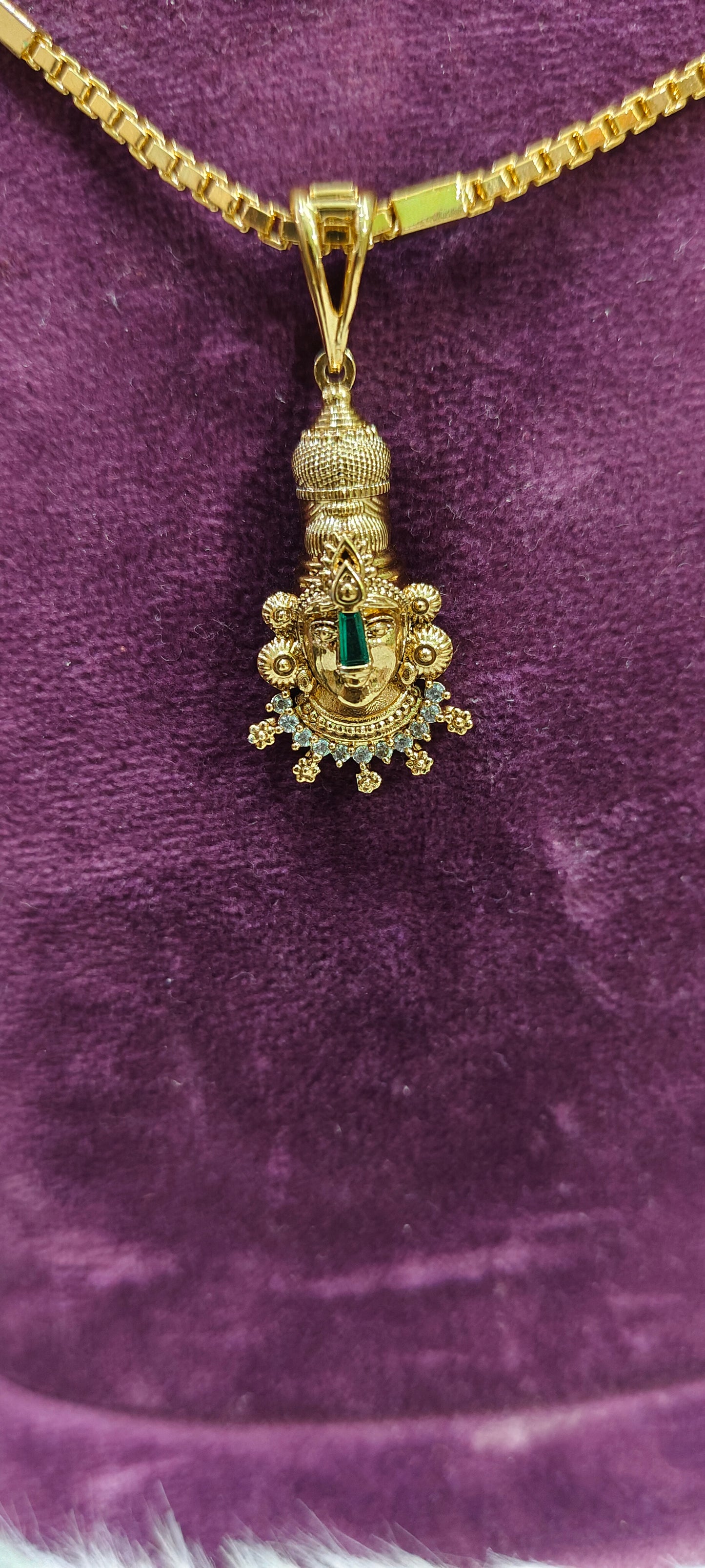 Premium micro gold plated 20" length balaji pendant chain with 8" mens bracelet combo
