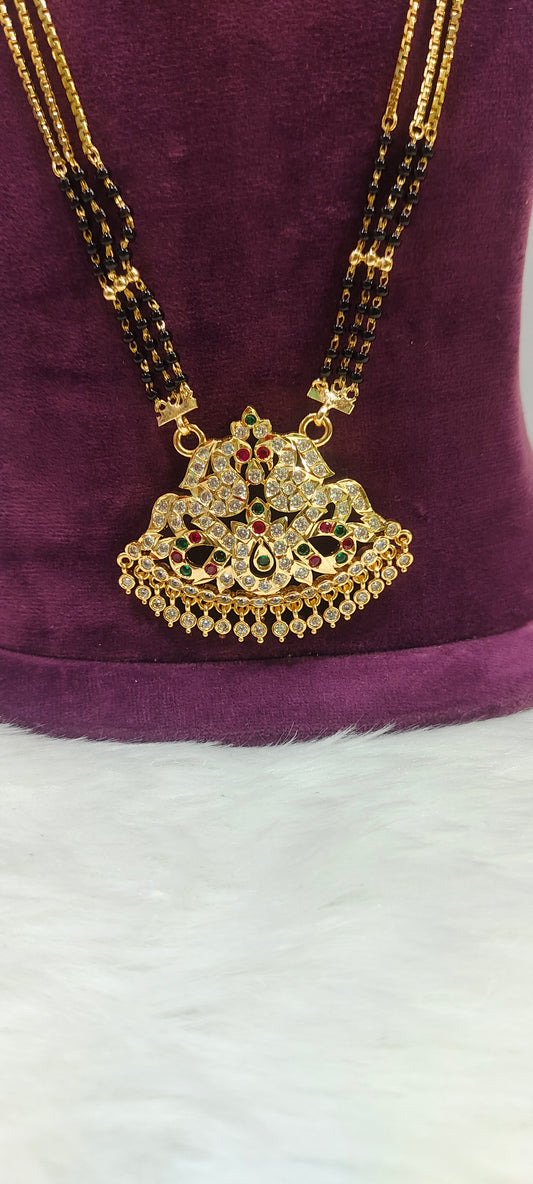 Panchaloham pendant with 3line micro black beads with 30" length (only pendent panchaloham)