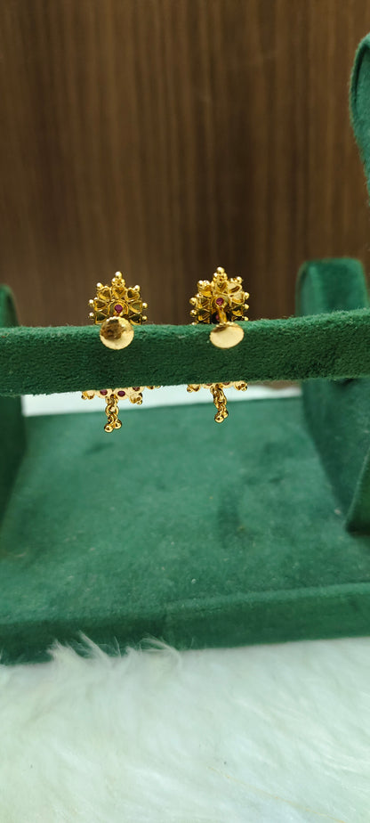 Premium micro gold plated daily wear ruby earrings