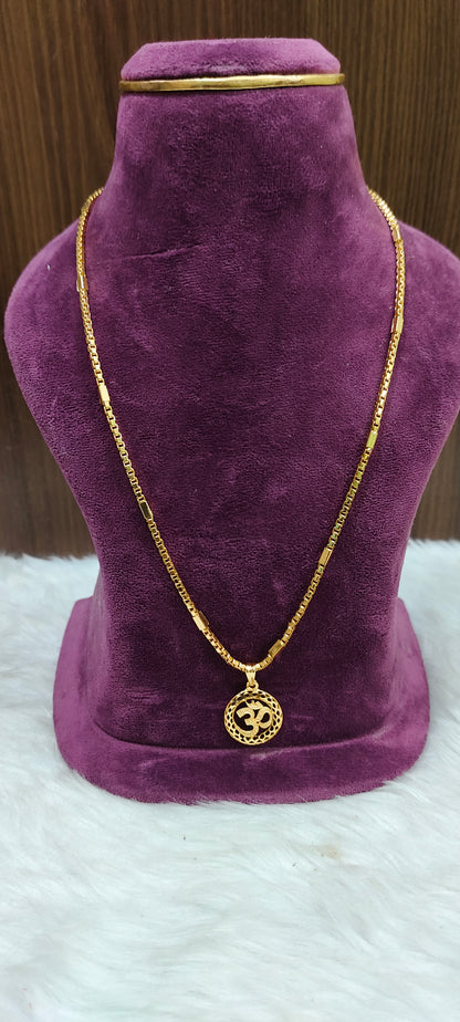 Premium micro gold plated 20" length new trend chain with om pendant