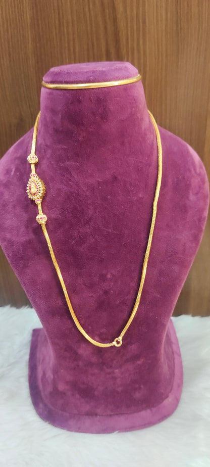 Premium micro gold plated 24" length Lakshmi Devi pendant thali chain