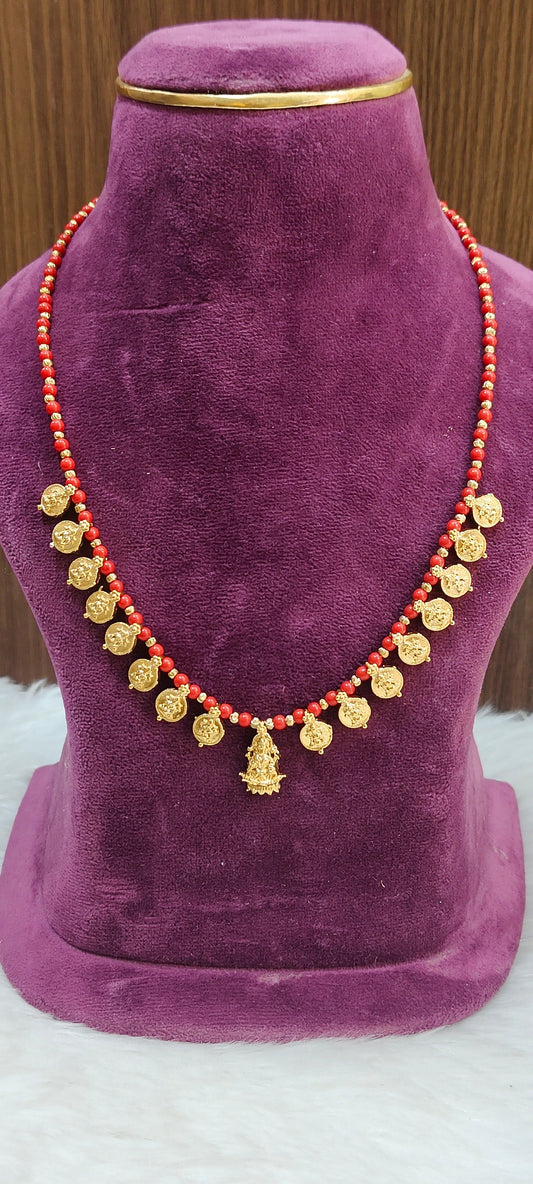 Simple gold look Lakshmi Devi necklace
