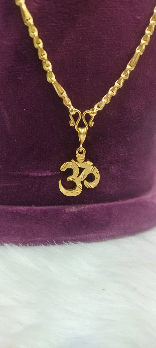 Premium micro gold plated daily wear 20" length om pendant chain