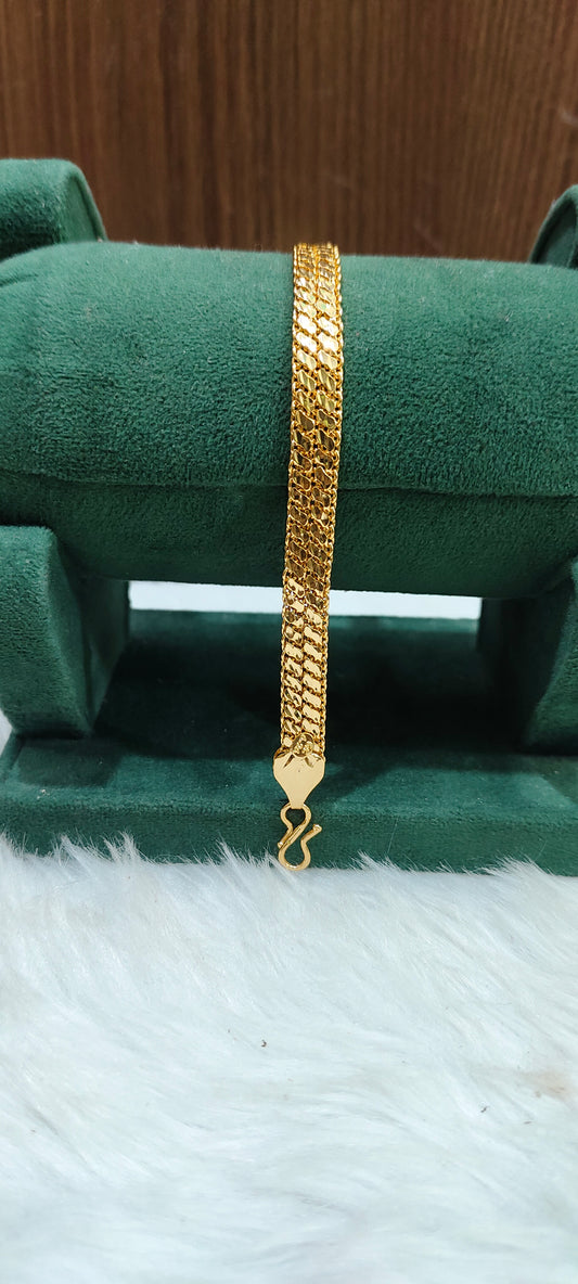 Premium micro gold plated 8" length broad mens bracelet