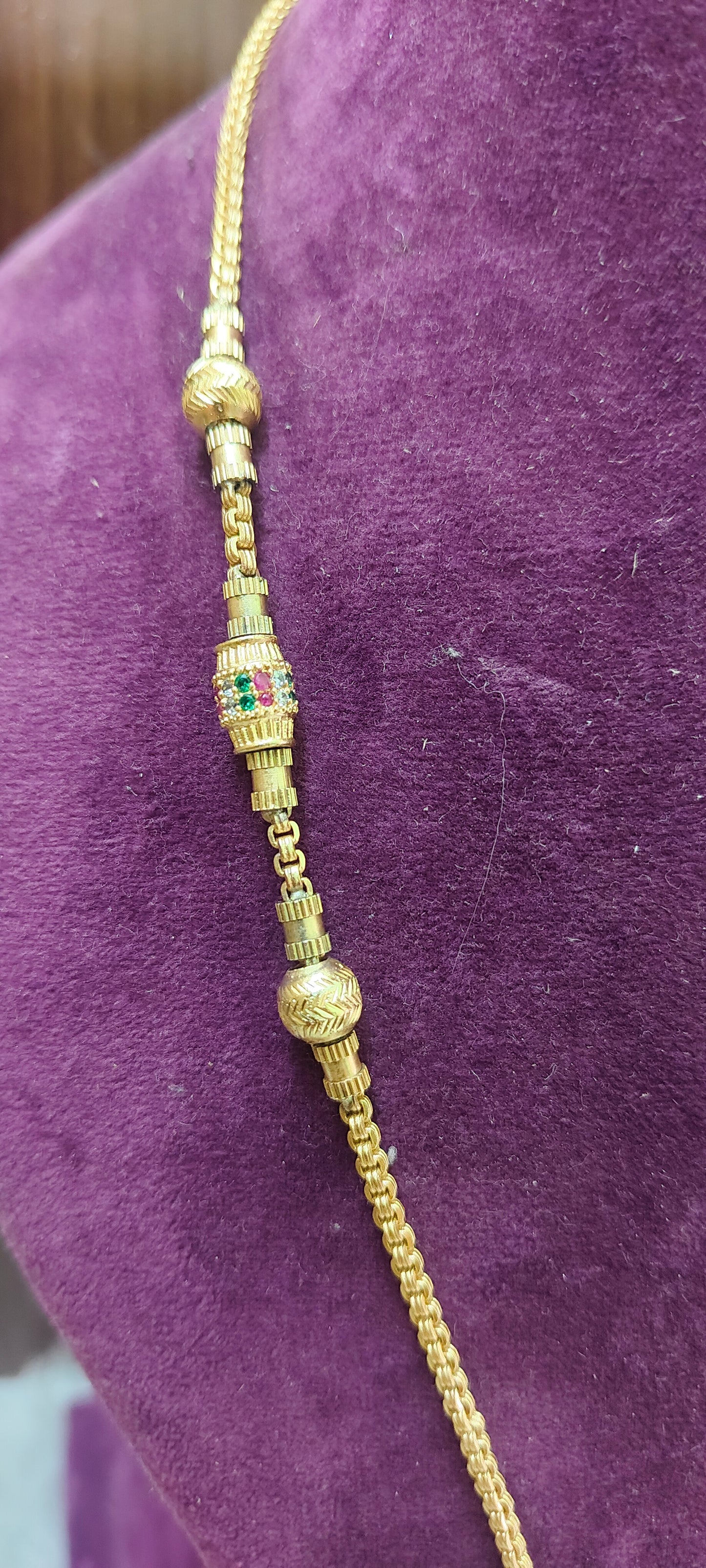 Pure panchaloham unpolished 24" length bharathi model side ball thali chain