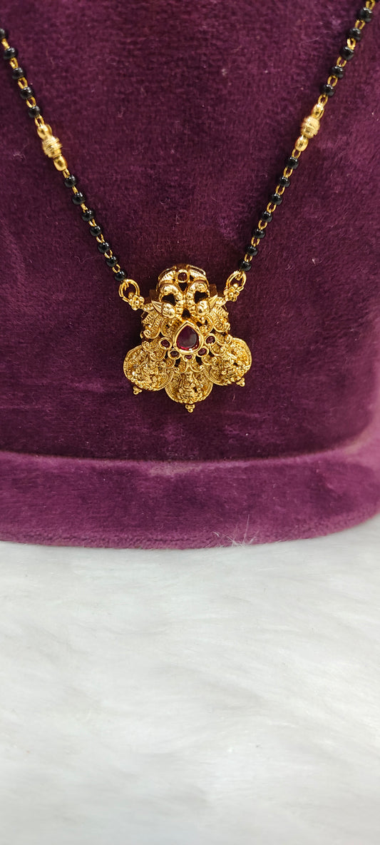 Premium nakshi pendant 18" length black beads