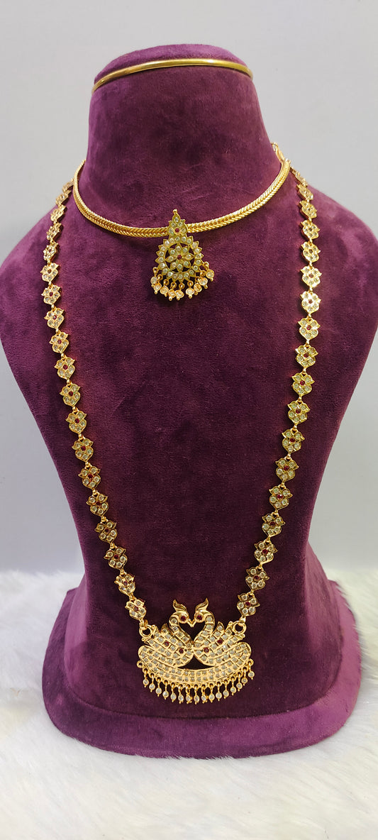Free panchaloham necklace with panchaloham long haram on dasara sale