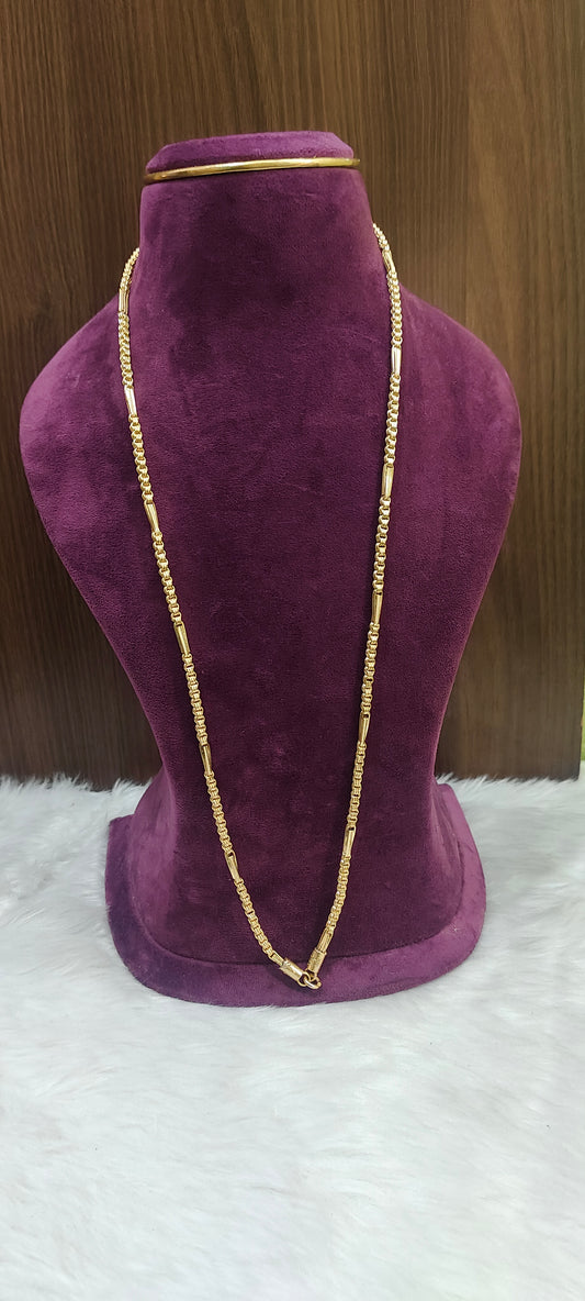 Pure panchaloham unpolished broad 30" length bharati model 10+1 chain
