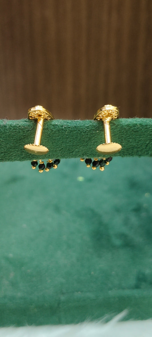 Premium micro gold plated daily wear gold model black beads jumkas