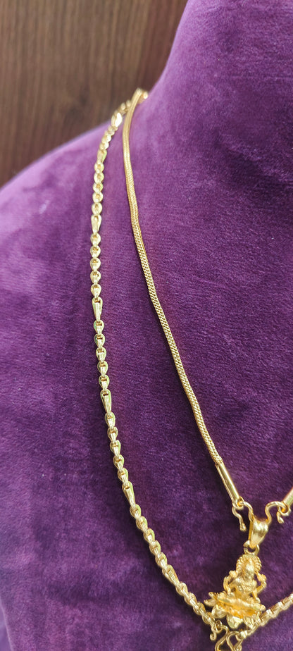 Premium micro gold plated 20" length balaji chain and 18" length Lakshmi Devi chain