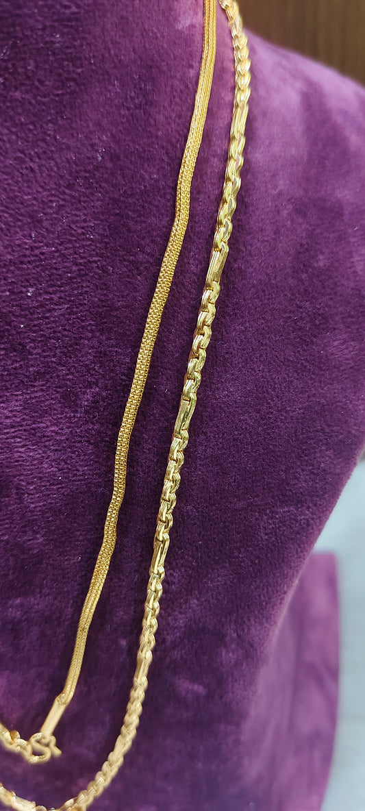 Premium micro gold plated daily wear 20" length 5 plus 1 chain and 18" length square chain