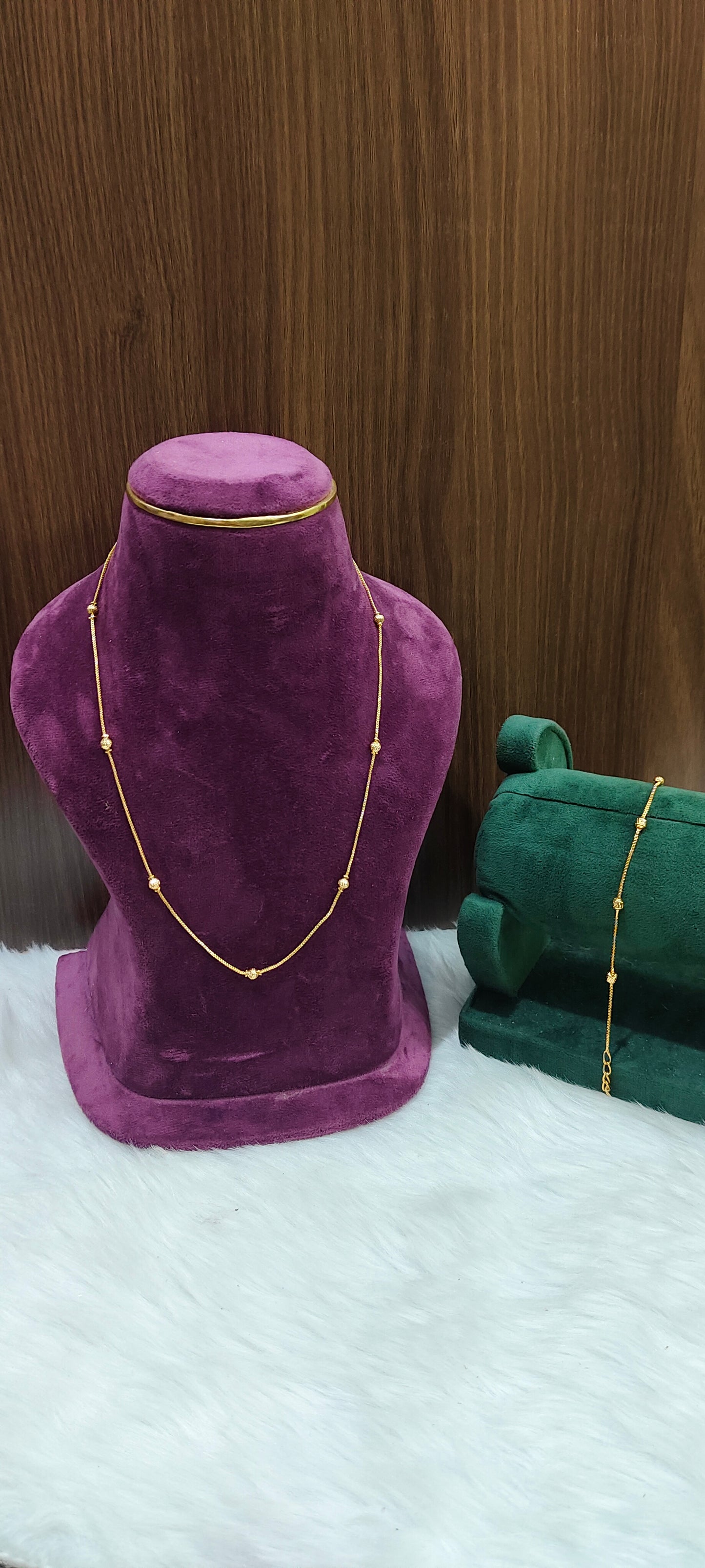 Premium micro gold plated daily wear 18" chain and ladies bracelet