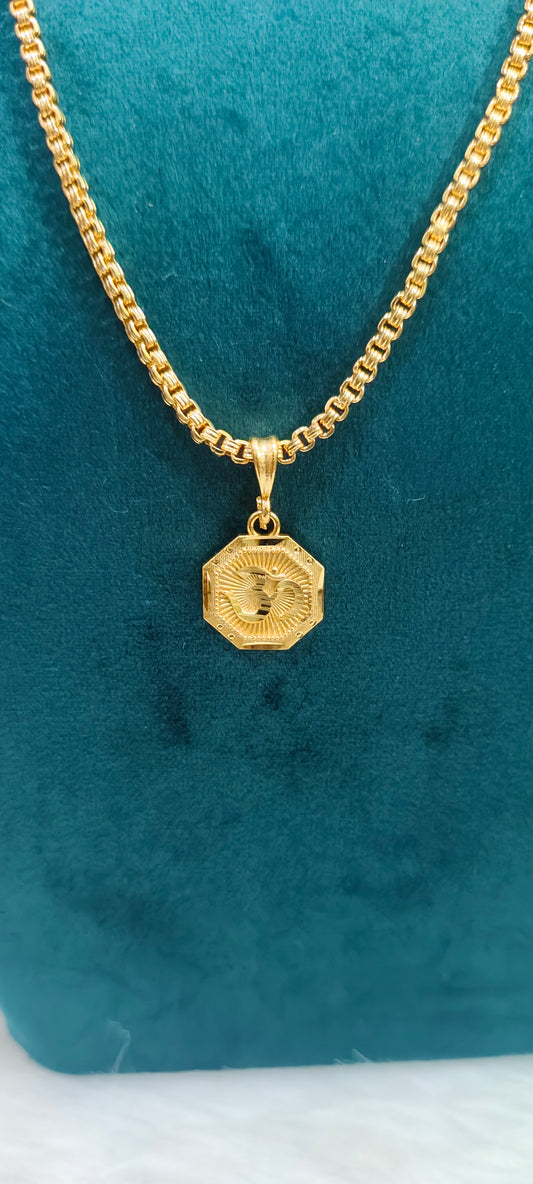 Premium micro gold 18" bharthi chain with om locket