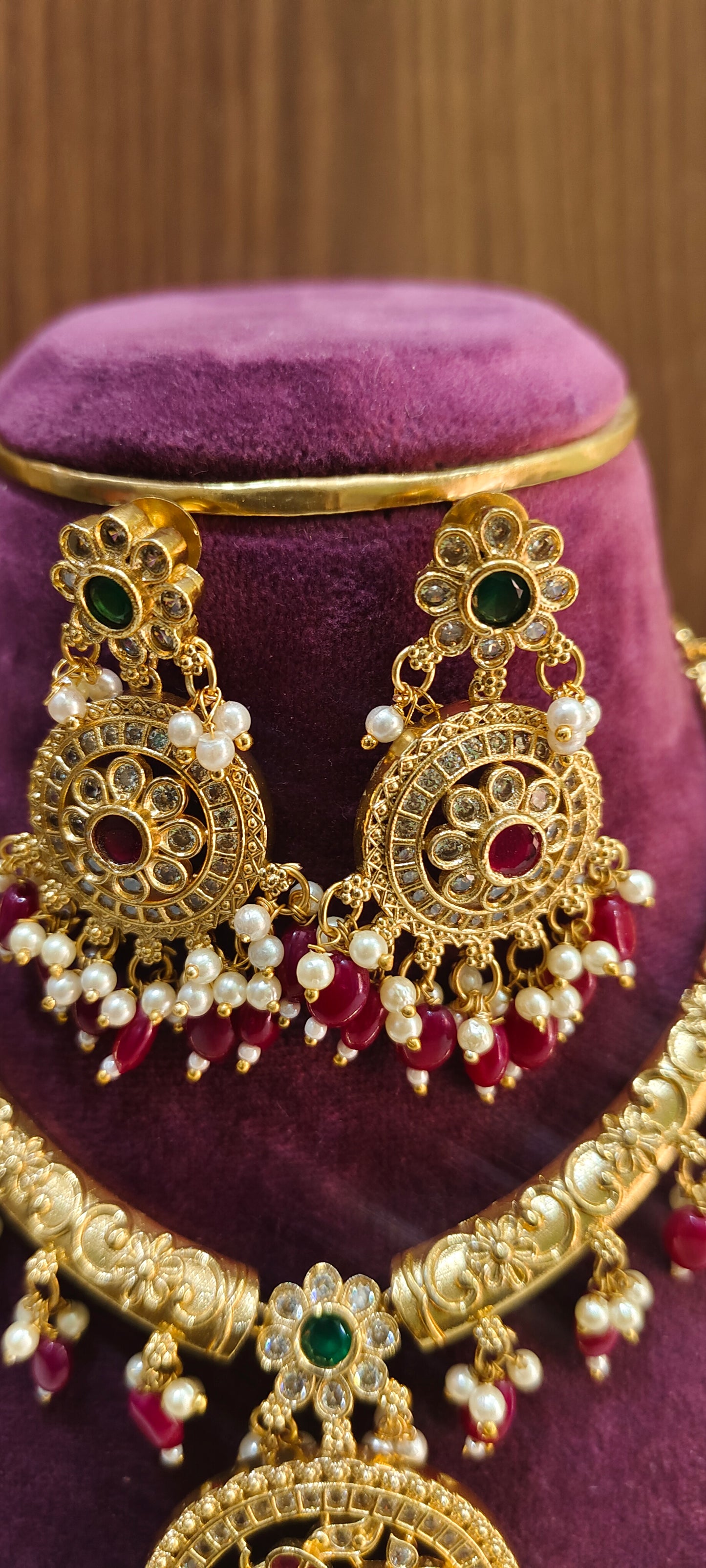 Premium nakshi kante necklace set with out god motive