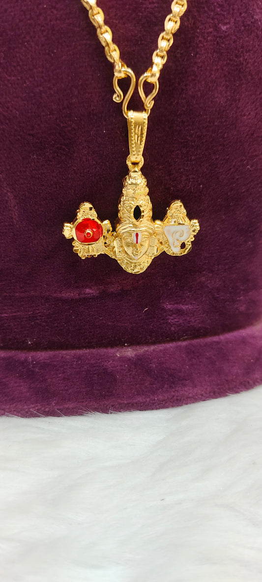 Premium micro gold plated 20" length 5 plus 1 chain with balaji pendant