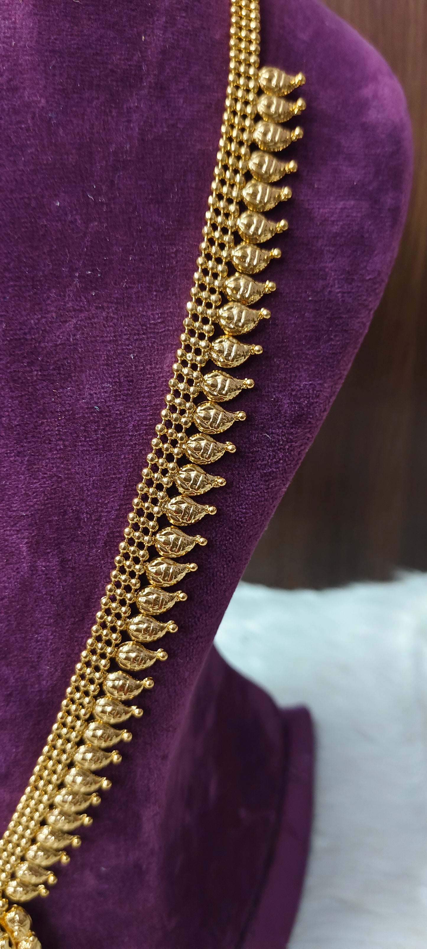 Premium micro gold mangol long haram with Lakshmi Devi pendant