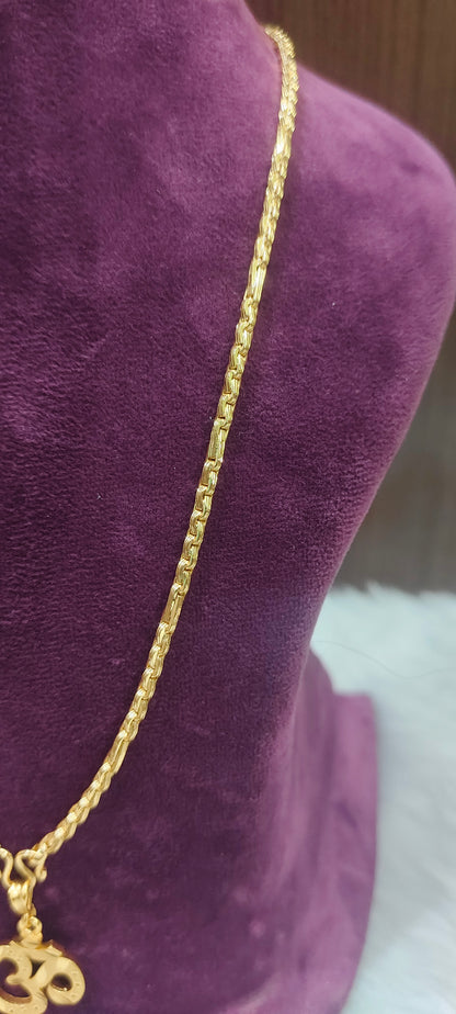 Premium micro gold plated daily wear 20" length om pendant chain