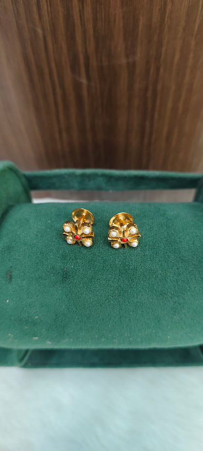 Pure panchaloham koral and pearl studs