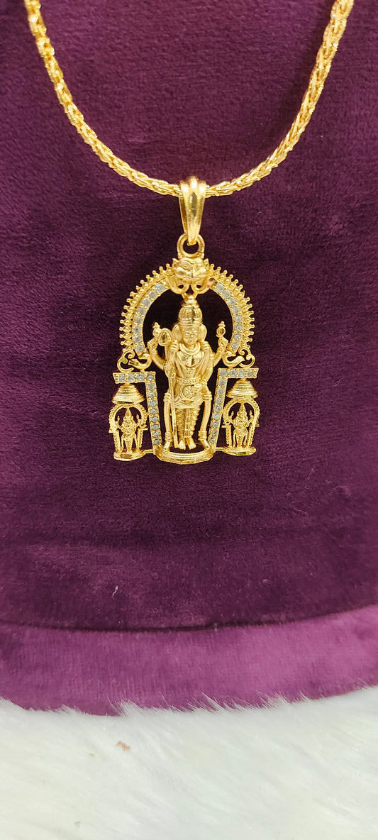 100% gold replica murugan pendant with 24" length chain