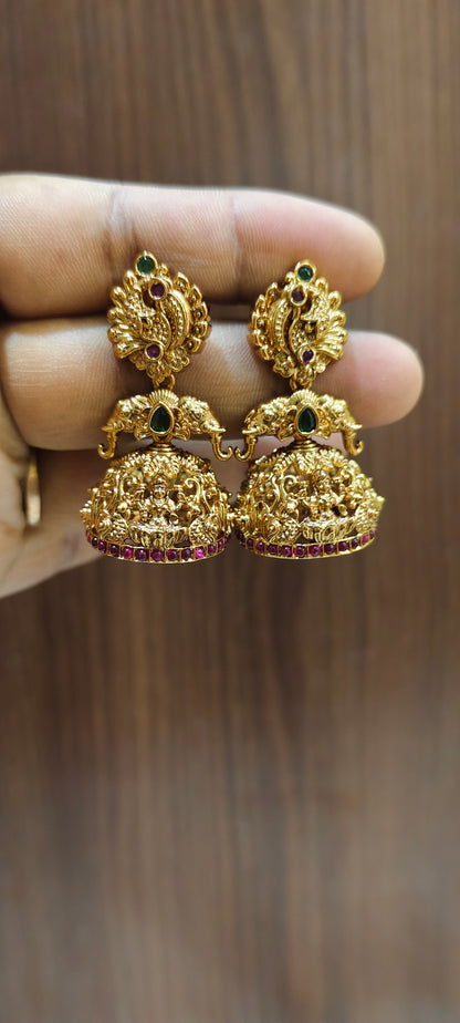 Premium nakshi medium big jumkas with screw back