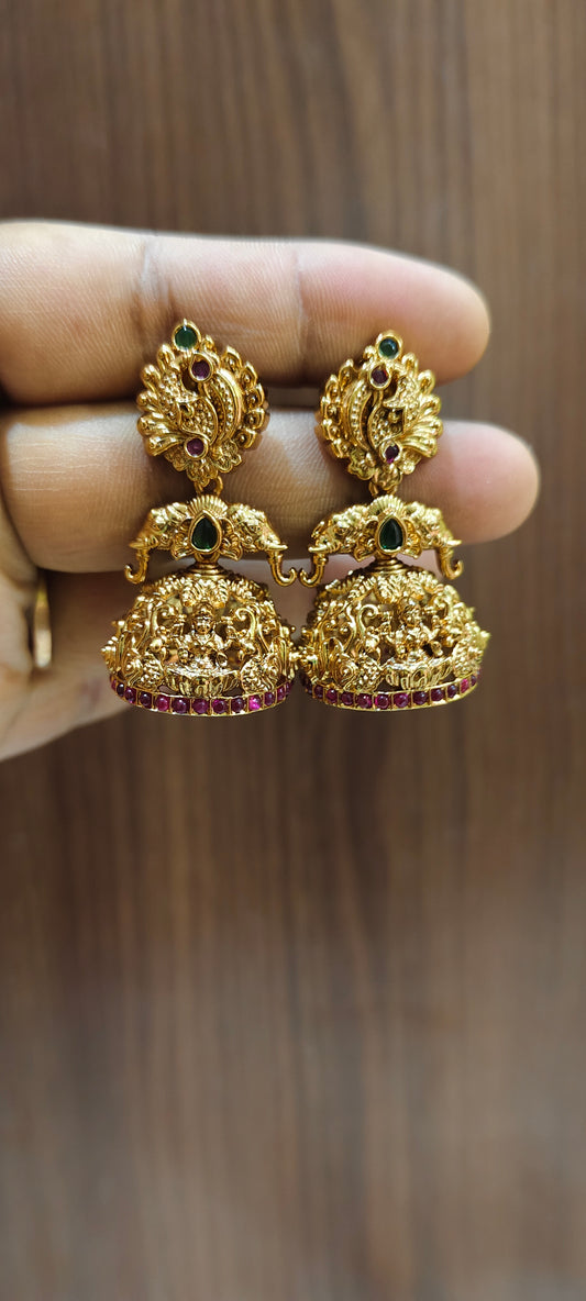 Premium nakshi medium big jumkas with screw back