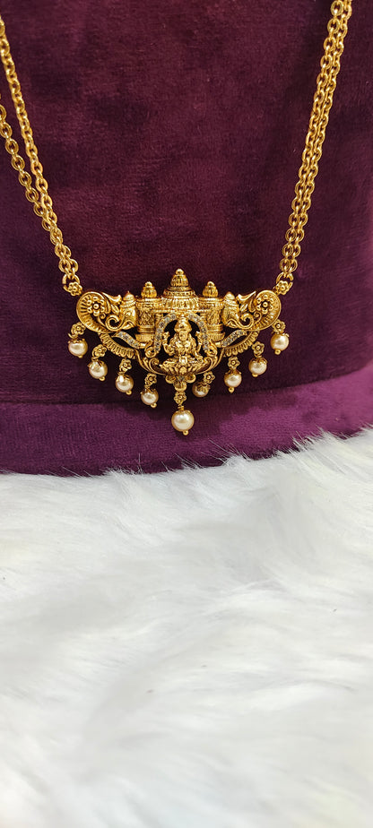 Premium nakshi nanu necklace with earrings and 2line 28" length pendant chain combo