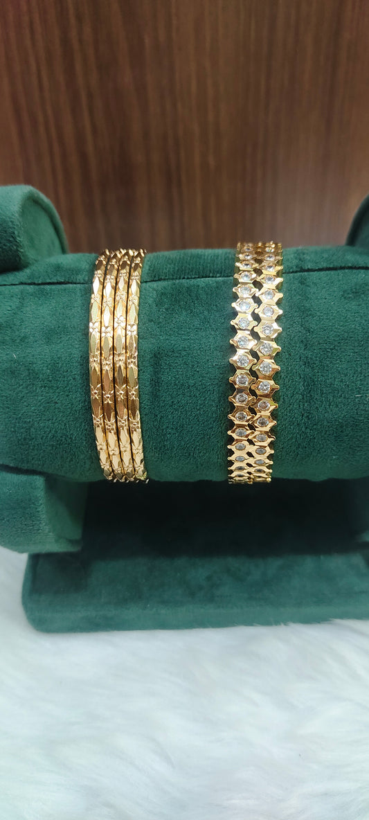 Pure panchaloham polished 2 bangles unpolished 4 bangles combo ( both will come same size)
