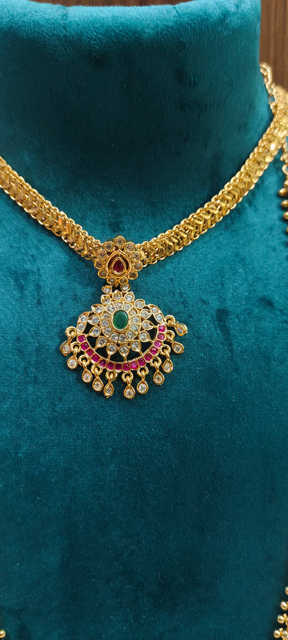 Premium nakshi finish necklace and long haram combo set