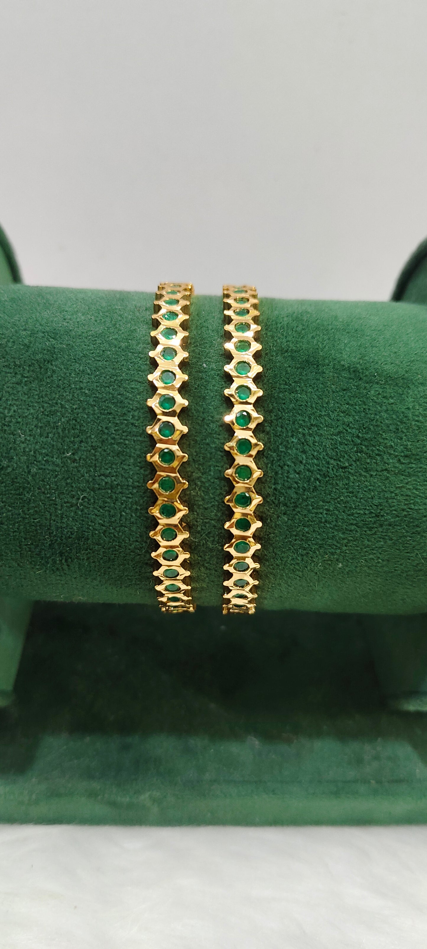 Pure panchaloham green stone 2 bangles