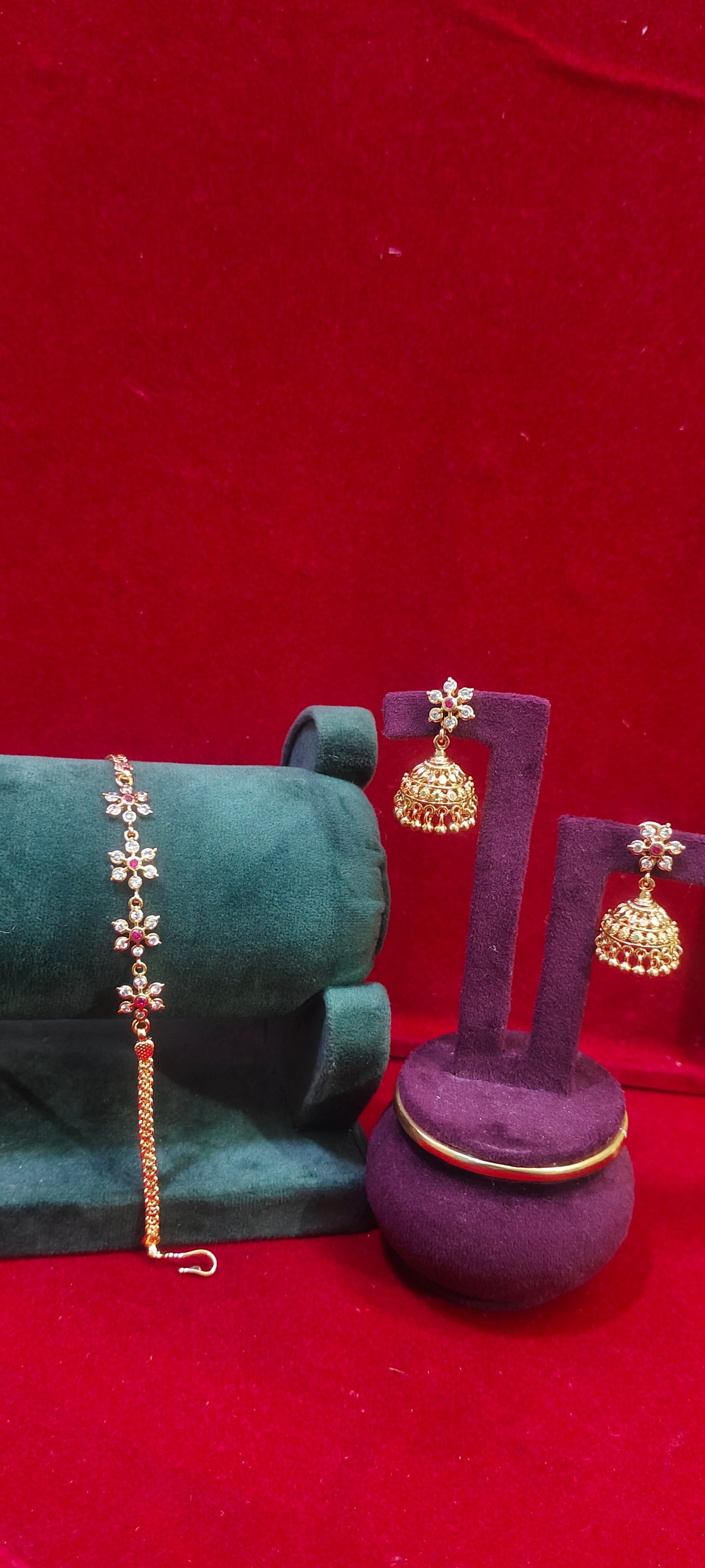 Pure panchaloham ladies bracelet with jumkas combo