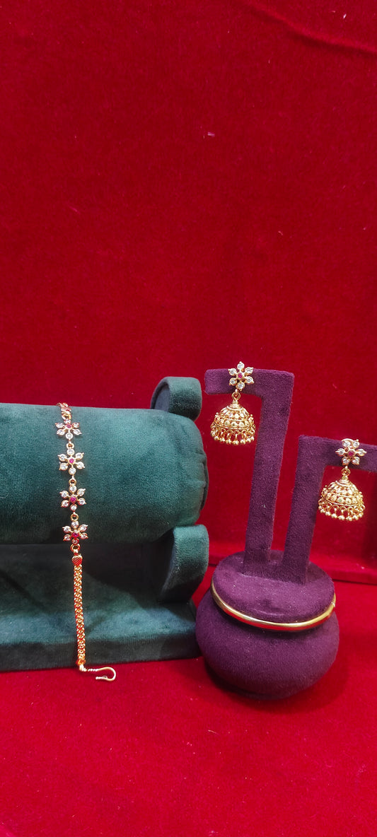 Pure panchaloham ladies bracelet with jumkas combo