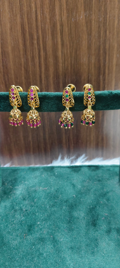 Premium micro gold plated daily wear 2 pairs kids jumkas
