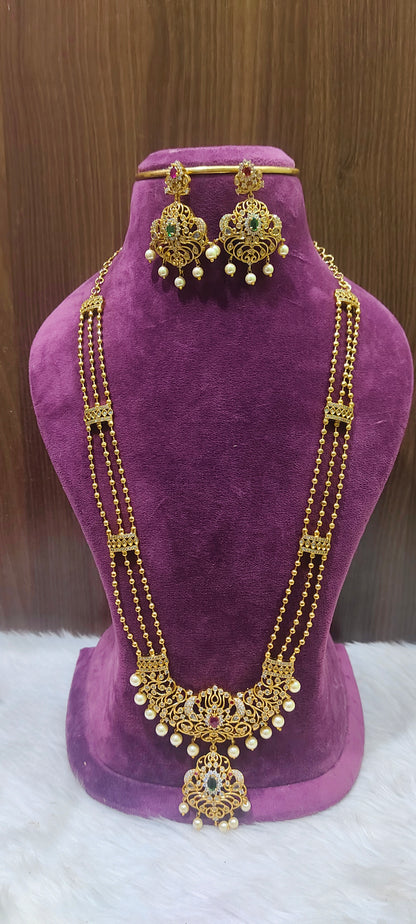 Premium quality 30" long haram with earrings
